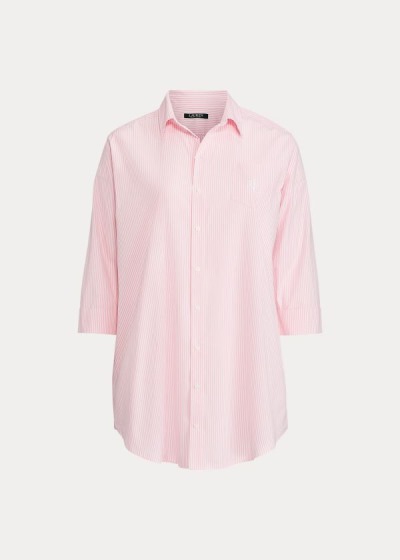 Camisa De Dormir Ralph Lauren Mujer Rosas Rayas - Striped Cotton - ETXUM0189